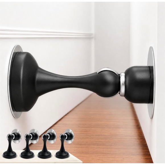YDAJIURI Other - YDAJIURI Magnetic Door Stopper 4 Pack Black NEW Stainless Steel Wall Floor Mount